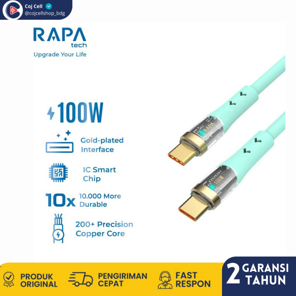 RAPAtech USB C to USB C Cable 100W Cable CRYSTAL I - DC7073