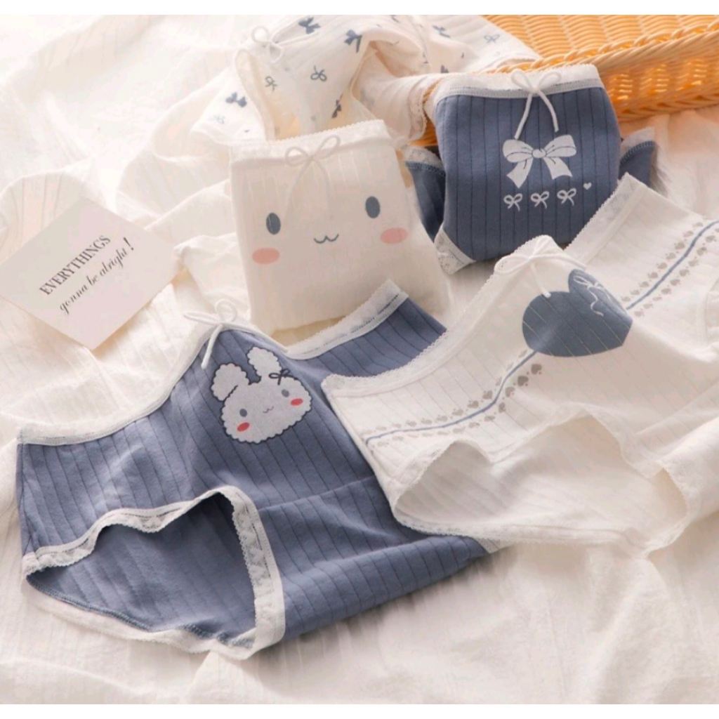 ( 6 - 12 Pcs ) Celana Dalam Wanita Import | CD Wanita Lucu Aneka Motif | Sempak Kolor Wanita
