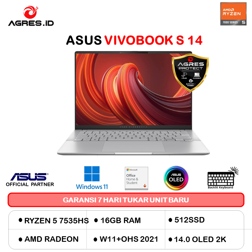 ASUS VIVOBOOK S 14 OLED M5406NA RYZEN 5 7535HS 16GB 512GB W11PRO+OHS 14.0 2K BLK -OLED552