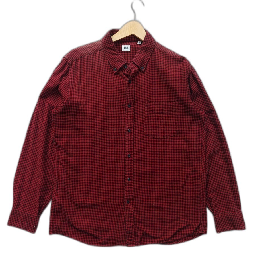 kemeja uniqlo plaid flannel shirt casual XL