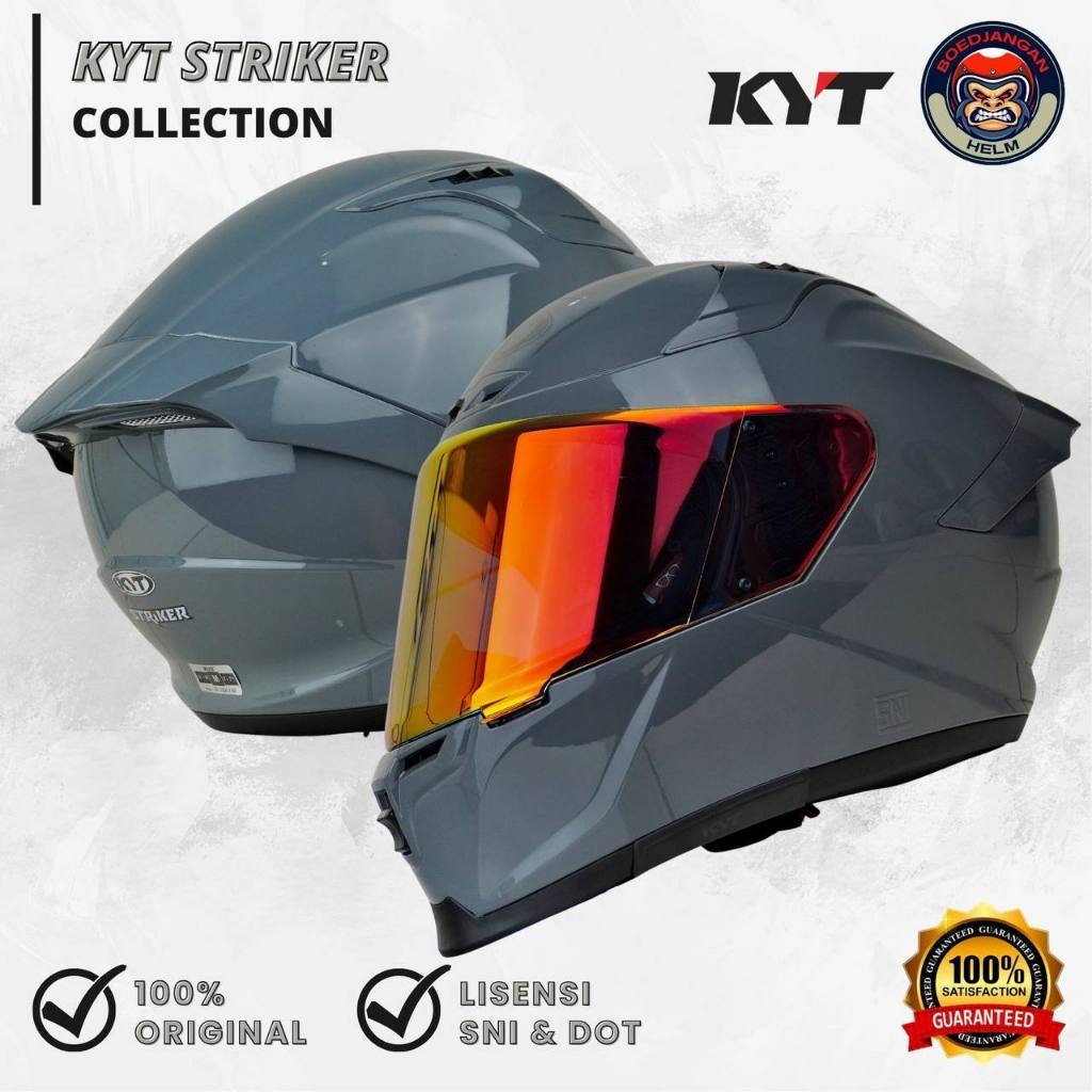 HELM KYT STRIKER SOLID PLAIN GORILLA GREY | KYT FULL FACE | KYT STRIKER PAKET GANTENG