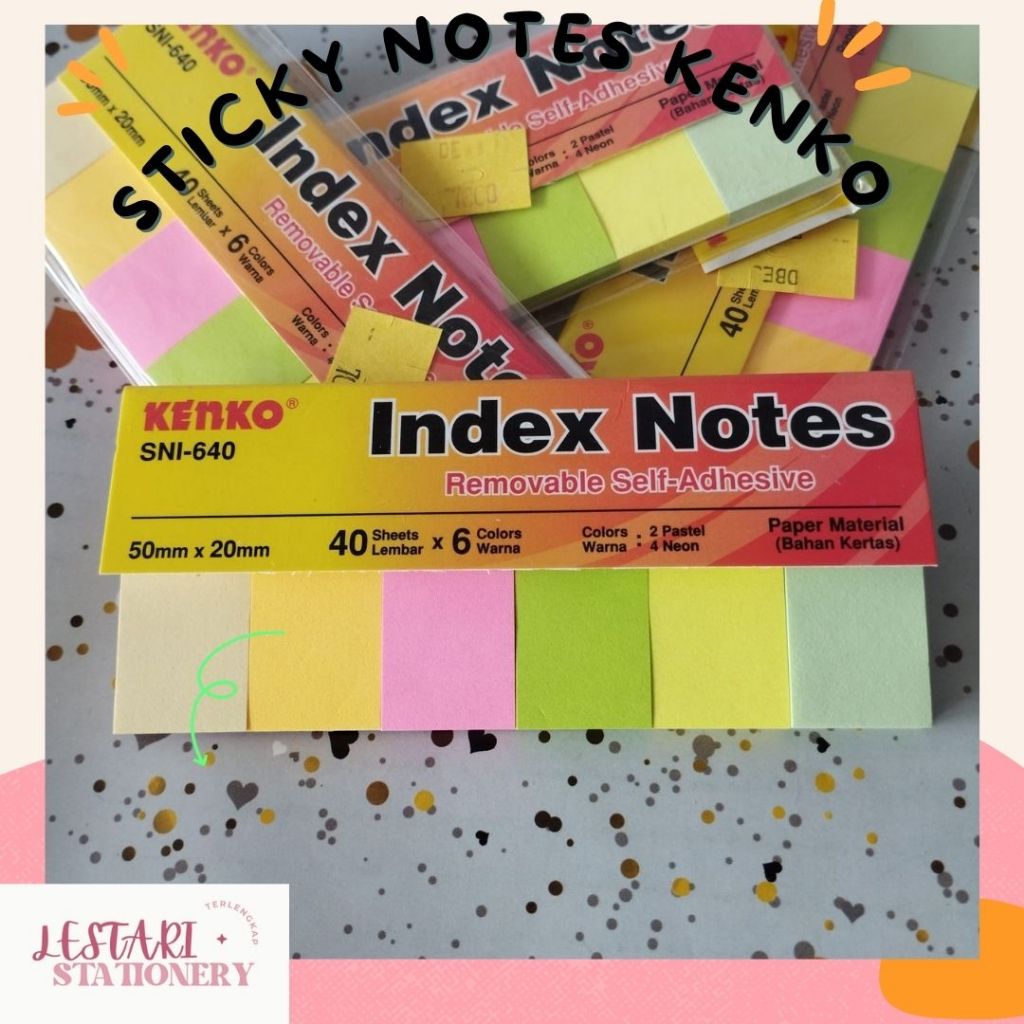 

Sticky Note Kenko 6 Warna SNI-640 | Index Notes | Penanda Buku | Lestari Stationery