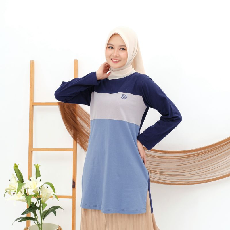 kaos//atasan model oblong tunik kombinasi best seller