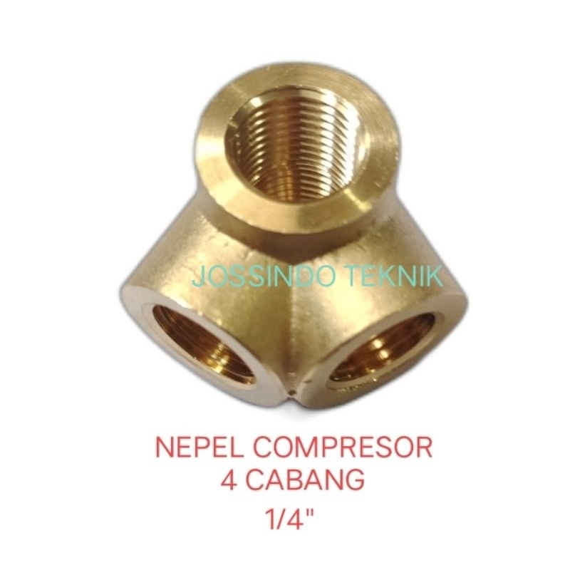 NEPEL COMPRESOR CABANG 4 / NEPEL COMPRESOR 4 LUBANG KUNINGAN