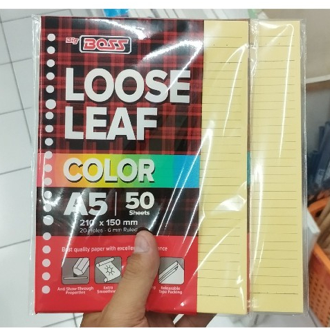 

LOOSE LEAF BIGBOSS A5/50 YELLOW/ ISI BINDER WARNA KUNING