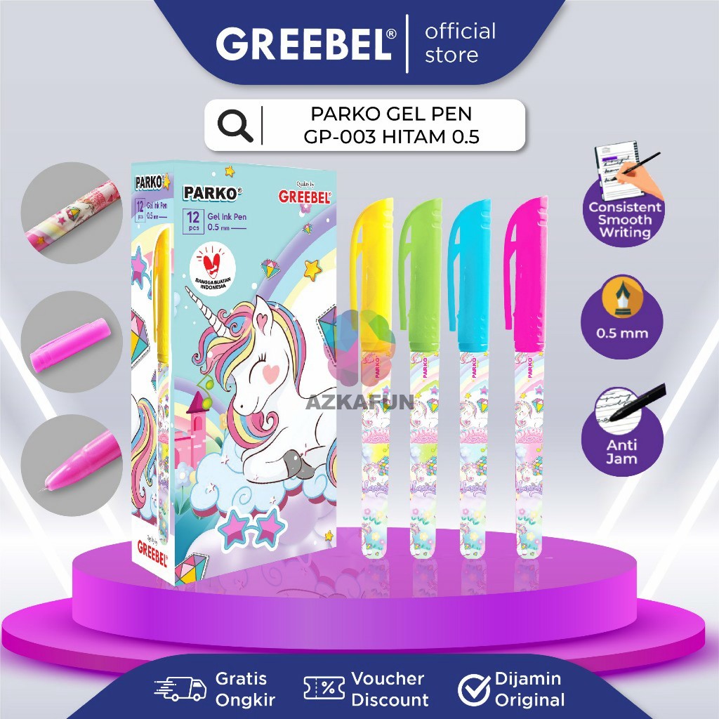 

PARKO Pulpen gel Greebel - GP-003 HITAM 0.5