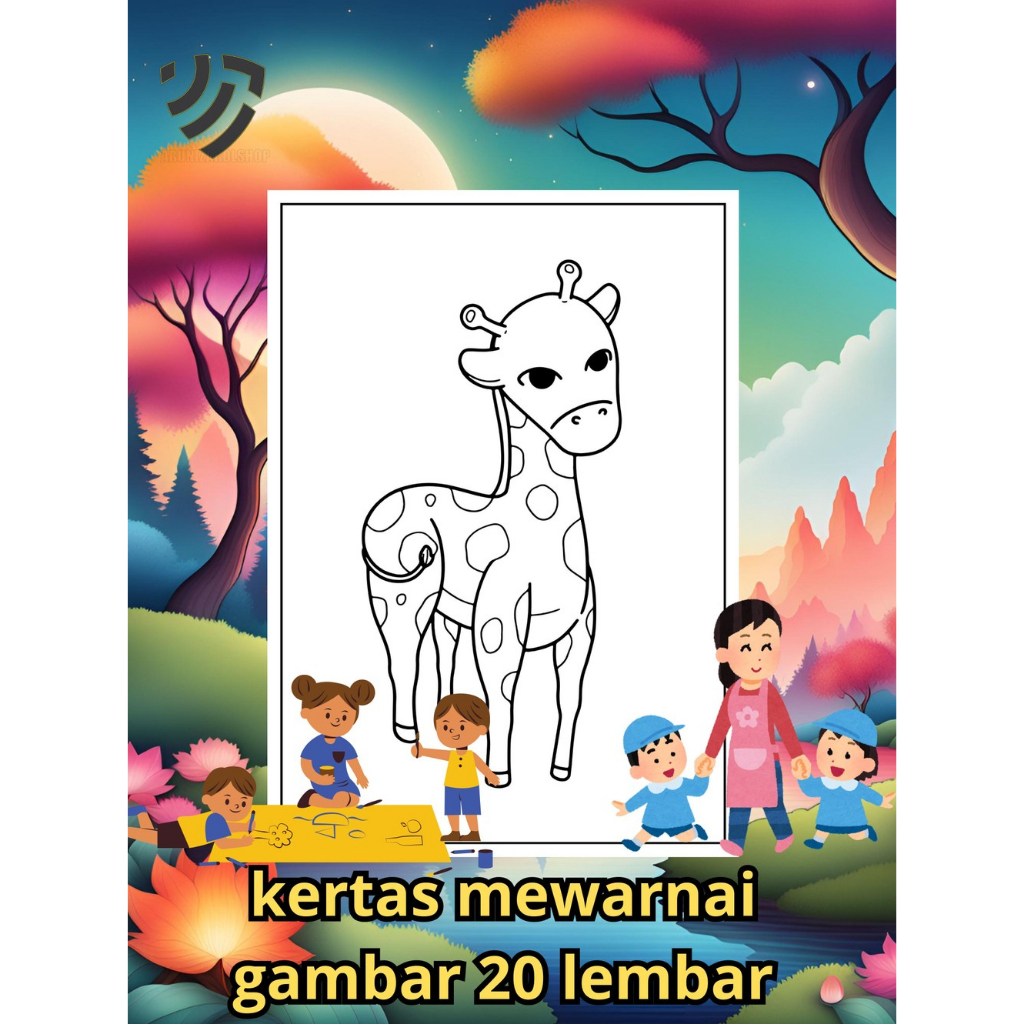 

kertas gambar mewarnai tema binatang 20 lembar dan bonus pensil 12 warna
