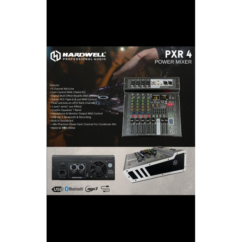 Power Mixer 4 Channel Hardwell PXR 4 Original -- USB+BT+Recording