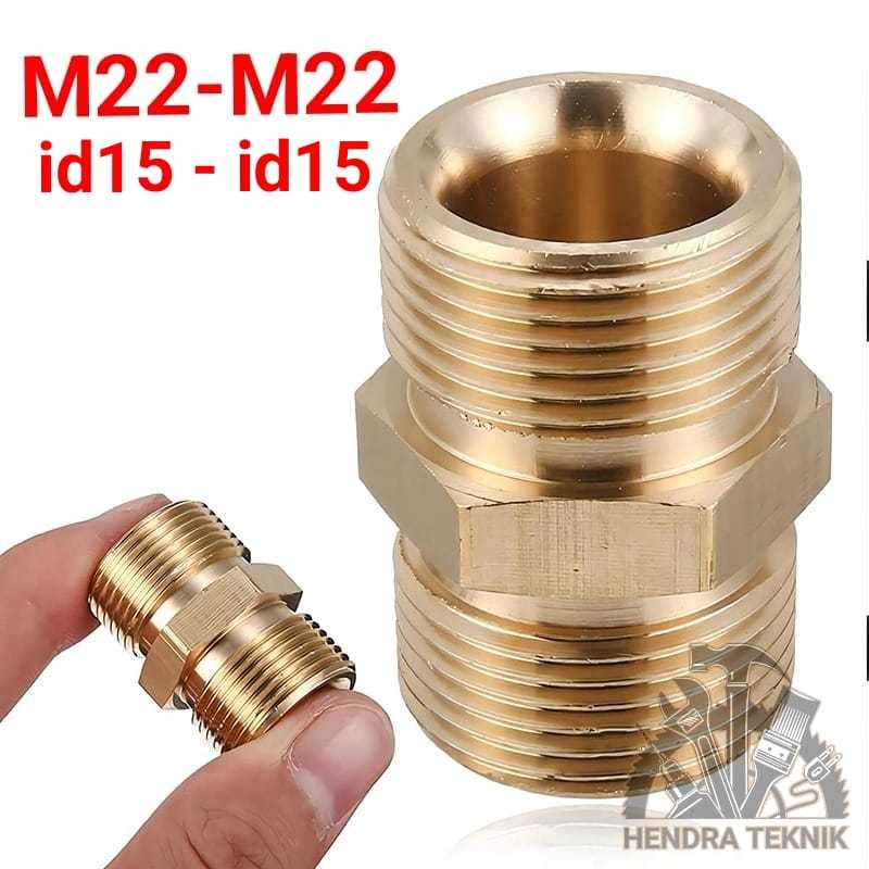 NEPEL SAMBUNGAN SELANG STEAM M22 x 15mm EXTENSION CONNECTOR JET CLEANER DOBEL NEPEL MESIN CUCI MOBIL