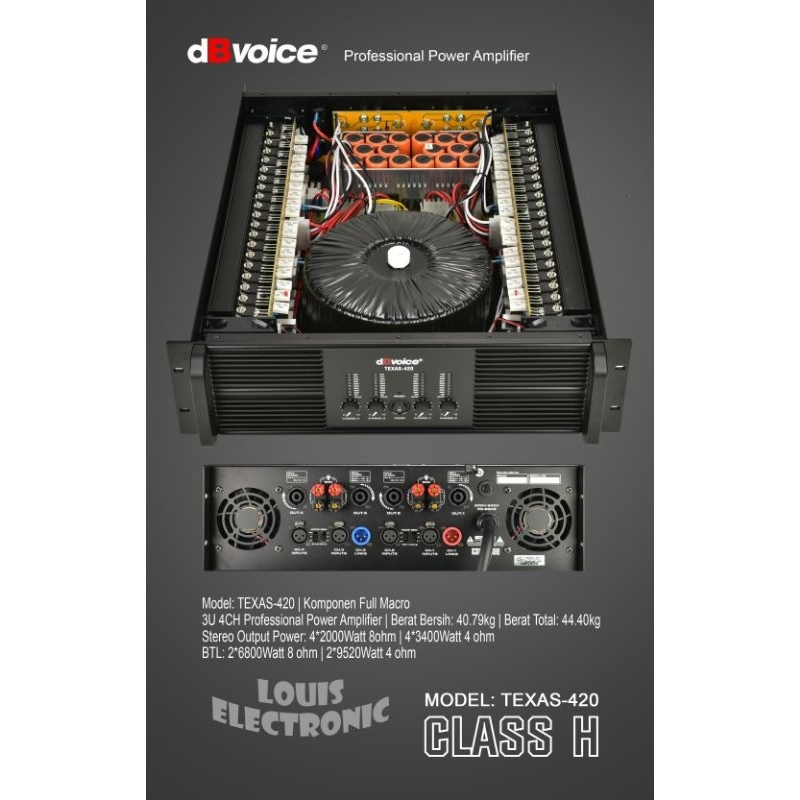 Professional Power Amplifier 4 CH dBvoice TEXAS-420 Class H