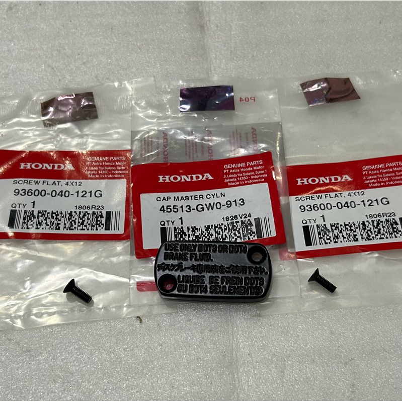 Tutup Master Minyak Rem + Baut 4x12 BeAT Vario Karisma Supra Revo MegaPro Ori AHM 45513-GW0-913 9360