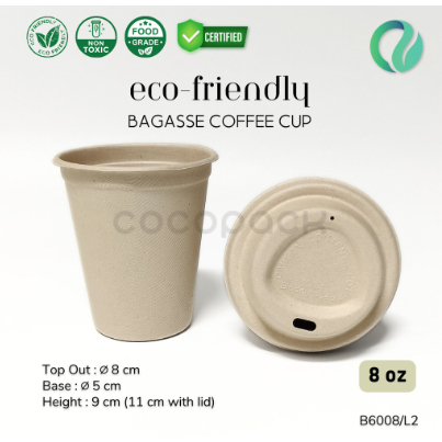 10 pcs bagasse natural brown sugarcane coffee cup 8 oz - Coffee Cup Corn 8 oz | Gelas Jasuke Motif |