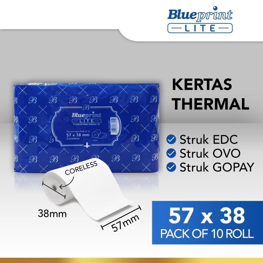 

KERTAS THERMAL STRUK EDC BLUEPRINT LITE 57x38 (1 PACK ISI 10 ROLL)