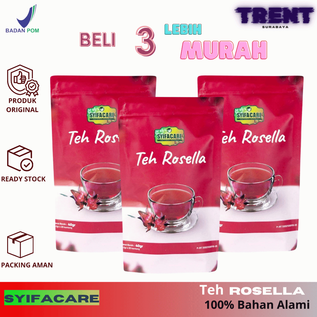 

Teh Celup Rosella Syifacare Menurunkan Kolesterol Jahat (LDL) Teh Herbal Alami Tanpa Bahan Pengawet