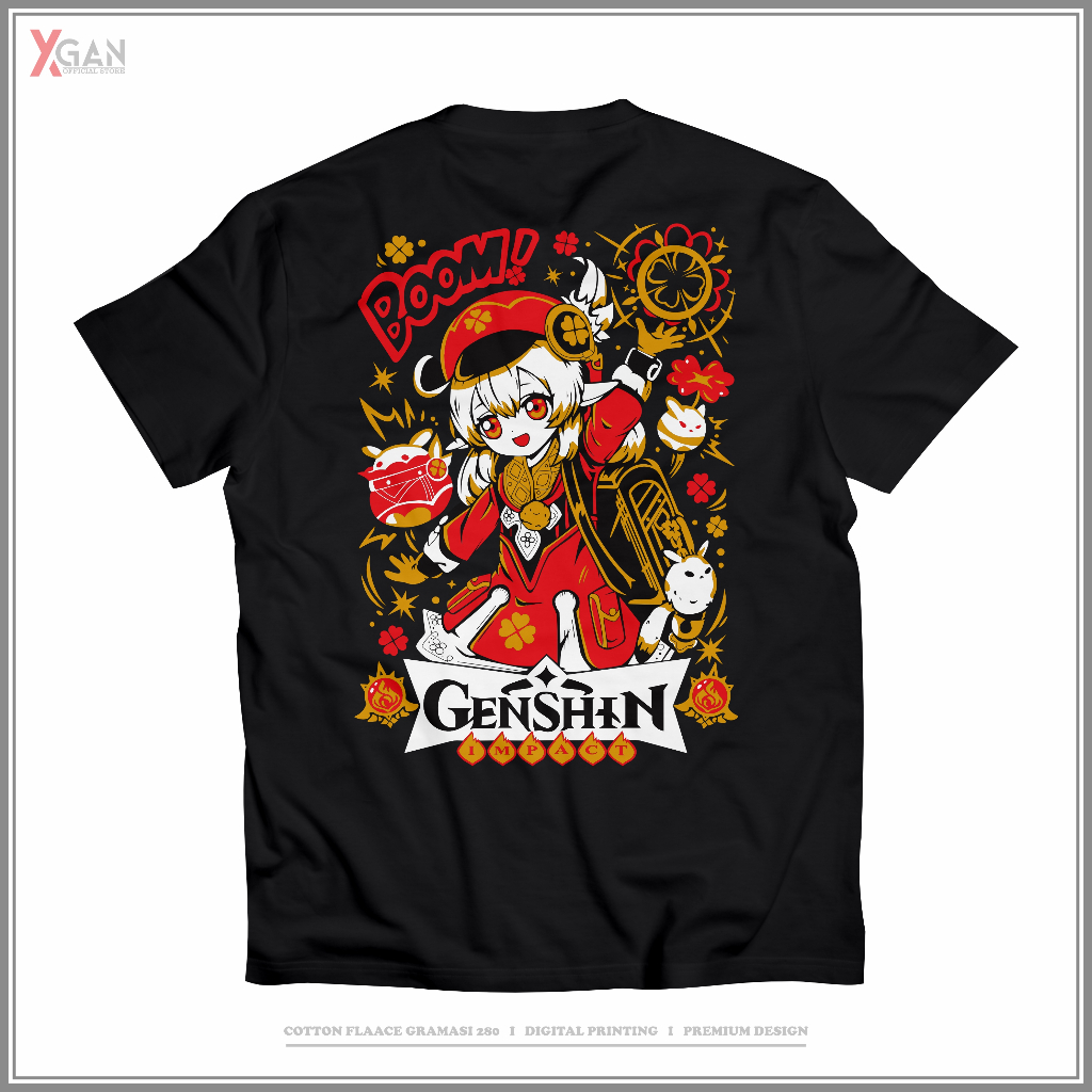 XGAN Baju Genshin Impact Klee La loli GI01X Kaos Anime katun 24s Jepang T-Shirt Anime Manga Premium