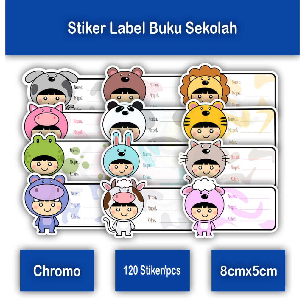 

Sticker Mapel Buku Sekolah Anak set hewan Lucu isi 120pc