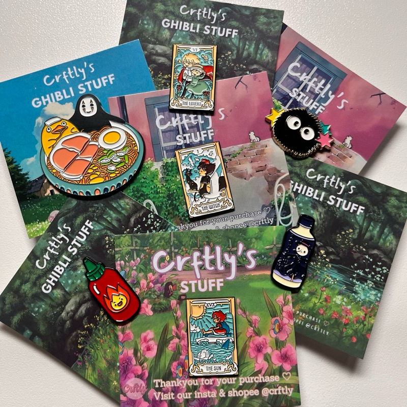 GHIBLI PUSH PIN aestetic - bros pin enamel premium tarot card ghibli