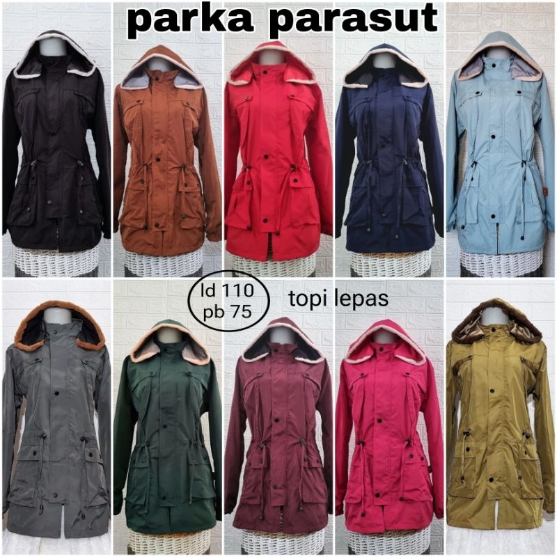 Jaket parka kerah bulu/colourfull