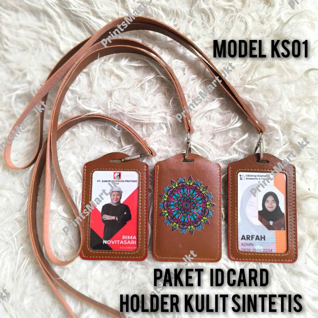 

Id Card Custom Casing Kulit Sintetis plus Gantungan Lanyard Paket Fullset