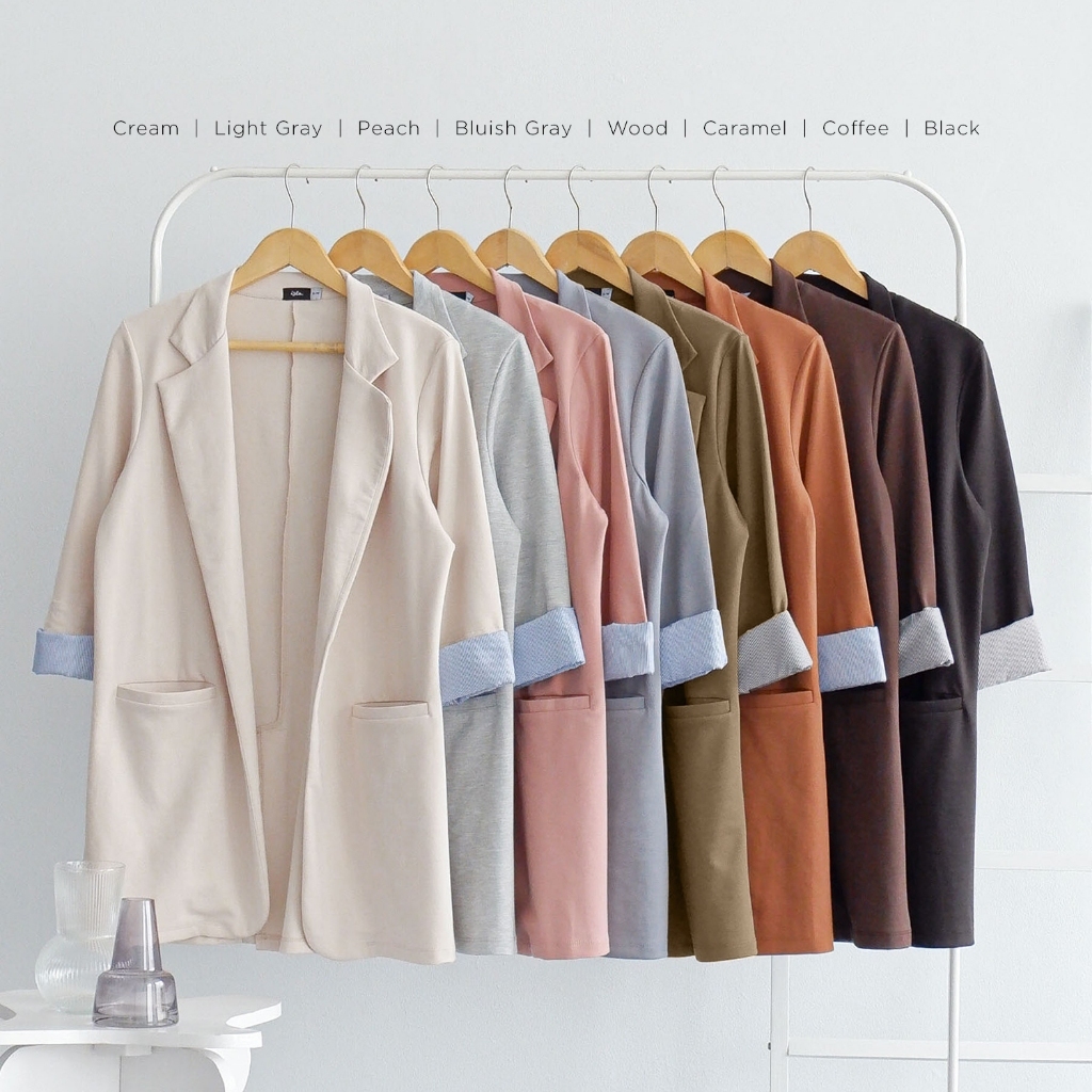 Plavi Basic Blazer - Formal Casual - Outerwear Wanita Polos Lengan Panjang - Jacket - Vivaldi Origin