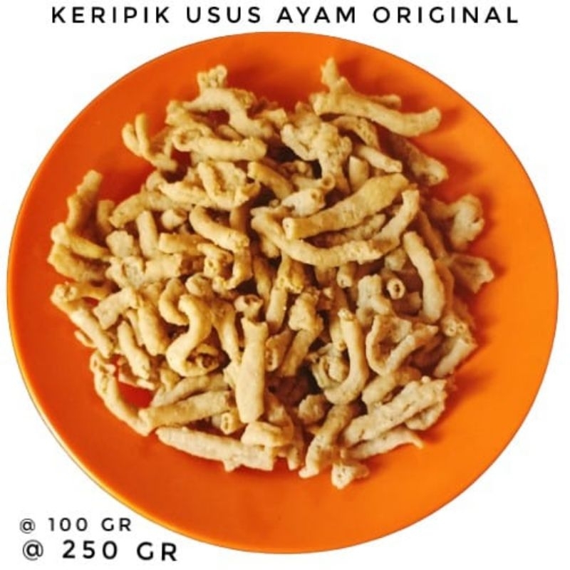 

Keripik Usus Ayam Rasa Original isi 100 Gram dan 250 Gram