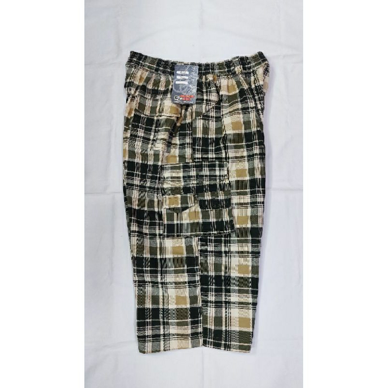 Celana 7/8 Pria Goochi Goo Katun Cargo Motif Kotak