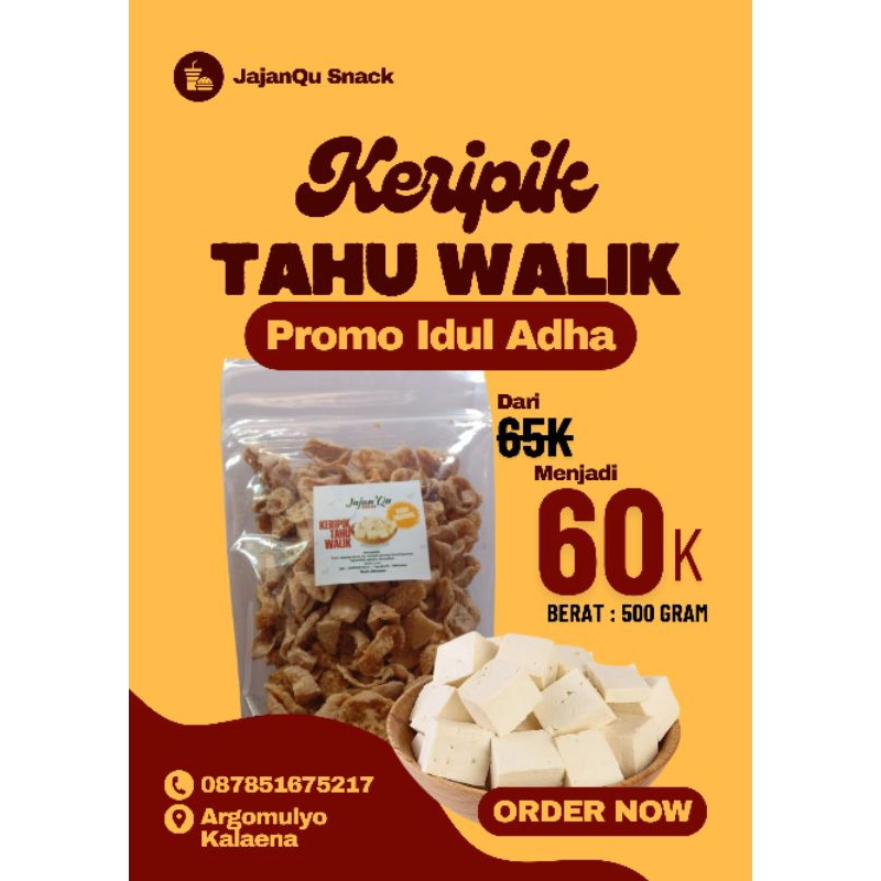 

Promo lebaran|Keripik tahu walik kemasan 500gram