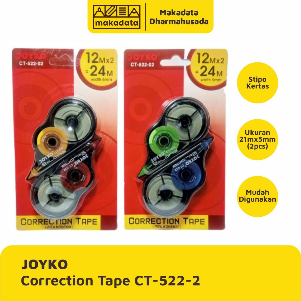 

CORRECTION TAPE | STIPO KERTAS JOYKO CT-522-2 12 METER 1 SET (2 PCS)