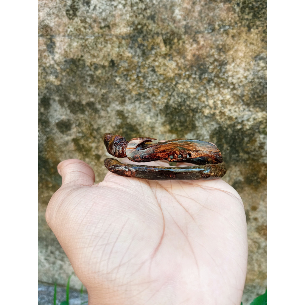 Gelang Akar Bahar Brahma Asli Serat Batik Ukir Kujang