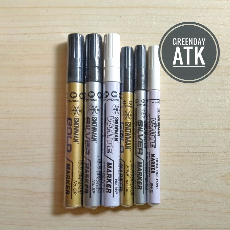 

Spidol SNOWMAN Gold / Silver / White Permanent Marker ( putih, perak, emas )