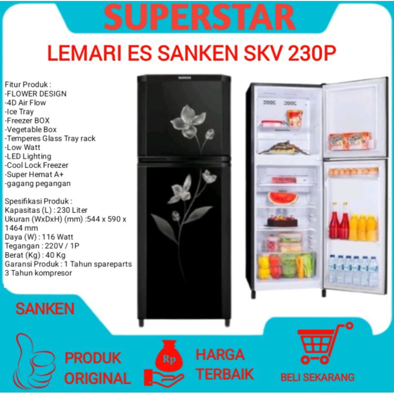 Lemari Es/Kulkas 2 Pintu Sanken Skv-230P