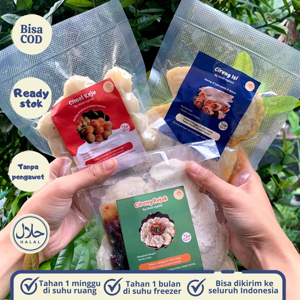 

Bundling 3 Produk (Cireng Ayam Suwir,Cimol keju,Cireng Rujak) Frozen vacum