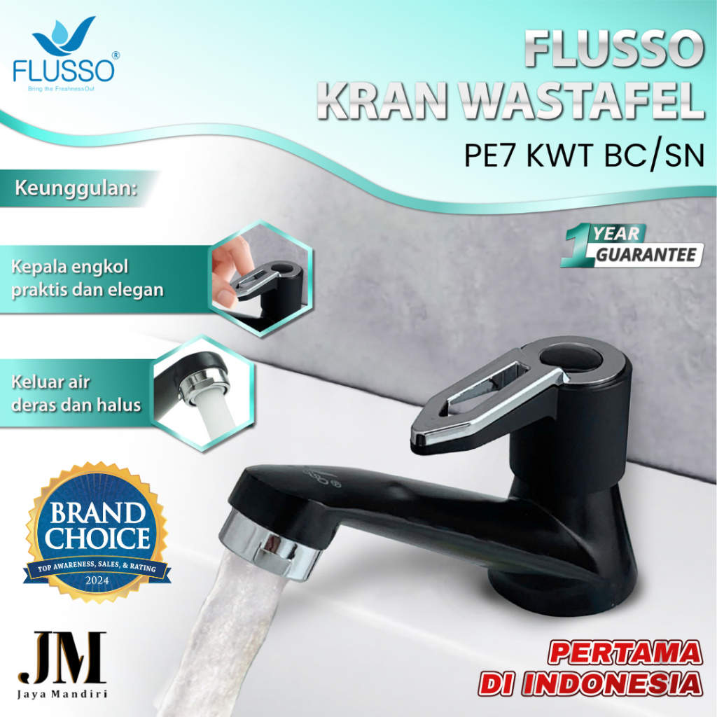 Kran Wastafel Flusso / Kran Wastafel Cuci Tangan / Cuci Piring Hitam Silver | 2167