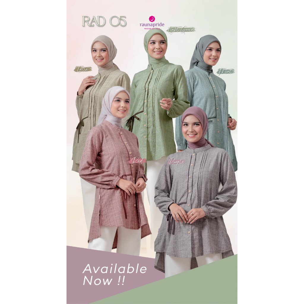 RAD 05 LATTE, RED, MINT, LIGHT GREEN, PURPLE DAILY WEAR, KASUAL TUNIK, TUNIK HARIAN, TUNIK KANTOR RA