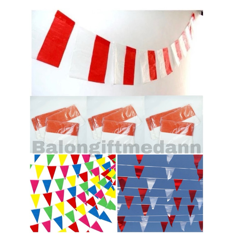 BENDERA SEGITIGA UMBUL UMBUL MERAH PUTIH PLASTIK 17 AGUSTUS