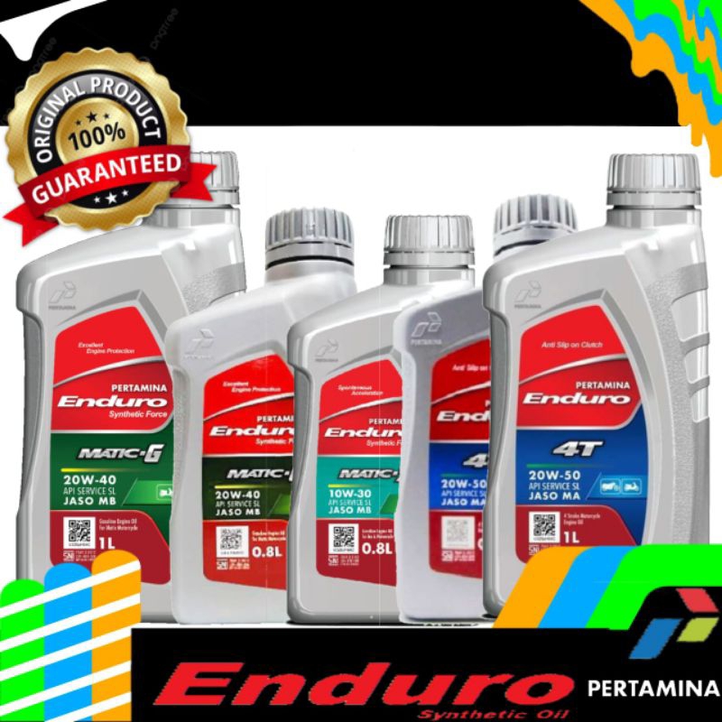 Original 100% Enduro Motor Matic & Manual, Enduro 4T 20w-50/Enduro Matic S 10w-30/Enduro Matic G 20w