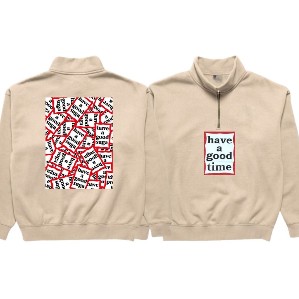 Trabas.Co Halfzip Sweater Crewneck Rugby Cream Have A Good Time M.L.XL Best Quality