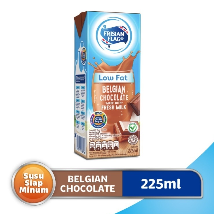 

Frisian Flag Low Fat Belgian Chocolate 225 mL UHT 225mL RTD