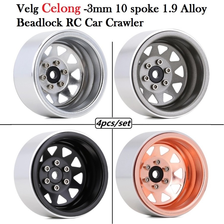 4 PCS VELG DEEP DISH BEADLOCK 1.9 VELG CELONG SCX10 TRX4 1/10