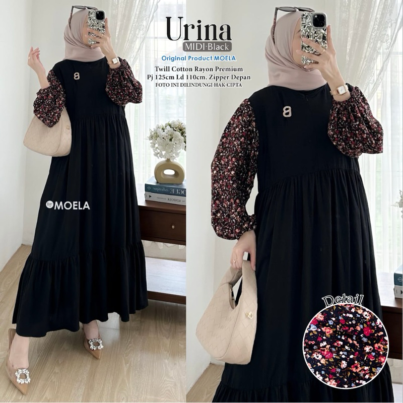 Baju Wanita Muslimah || Dress Hitam || Midi Hitam || gamis remaja || gamis midi