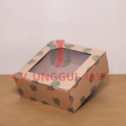 

Kardus Mika Kotak Pudding Kue Isi 10 Pcs Cake Box Puding Packaging Hampers kotak kue 25x25x10cm COKLAT DAUN