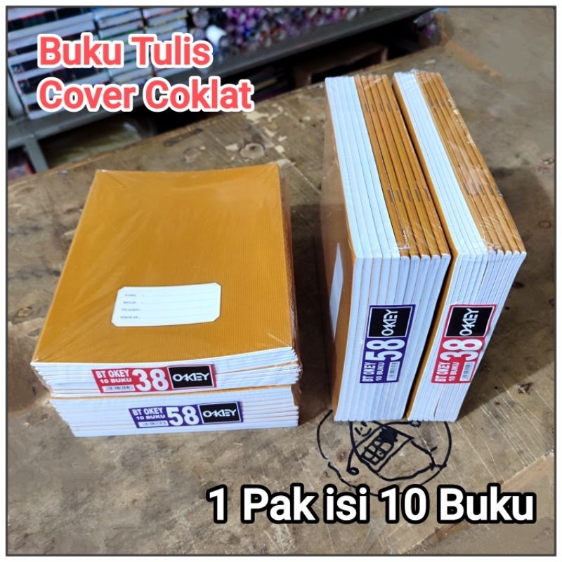 

1 Pak Buku Tulis 38,58 Lembar isi 10 Buku COVER COKLAT ( Ukuran Kwarto )