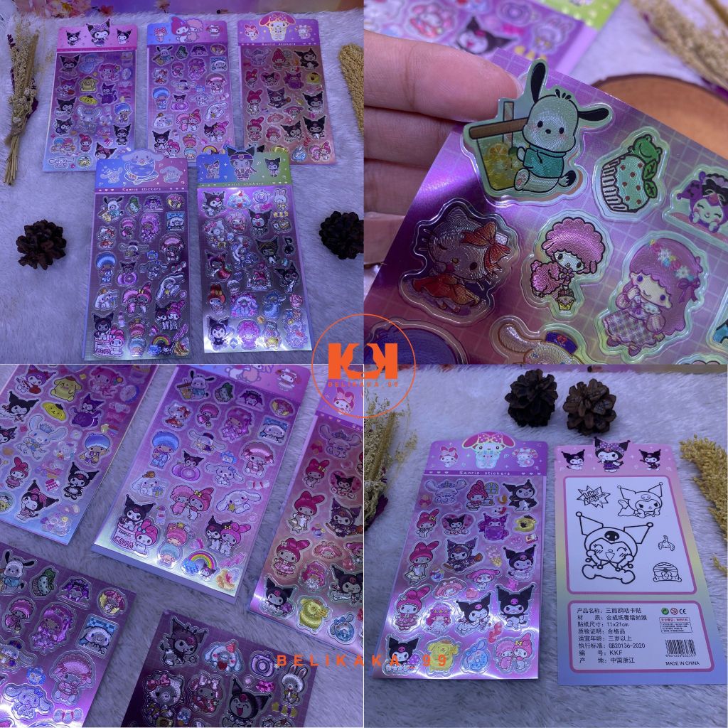 

STICKER HOLOGRAM + MEWARNAI MOTIF SANRIO MELODY KUROMI / MAINAN ANAK STIKER HOLOGRAM SANRIO
