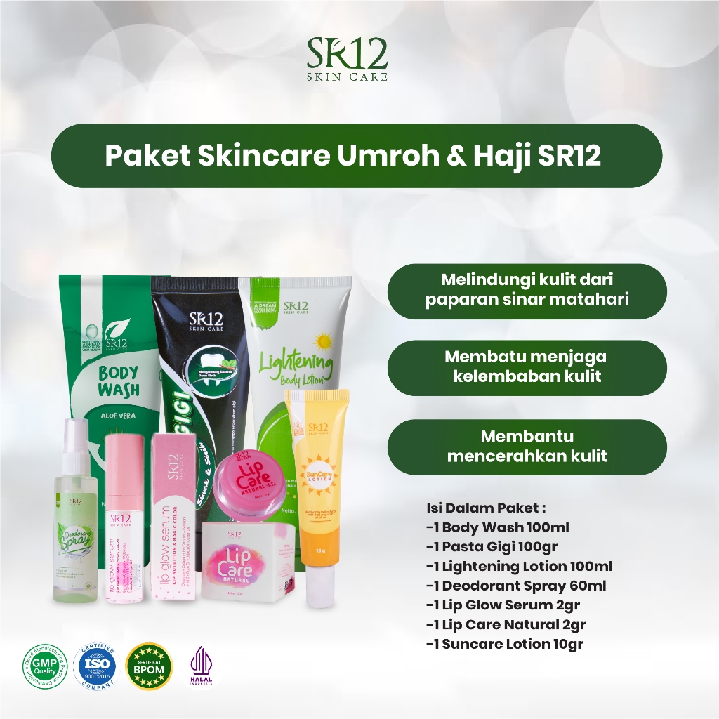 Paket Perawatan Umroh SR12 Skincare Halal & Aman - Paket Kecantikan untuk Traveling & Ibadah Umroh