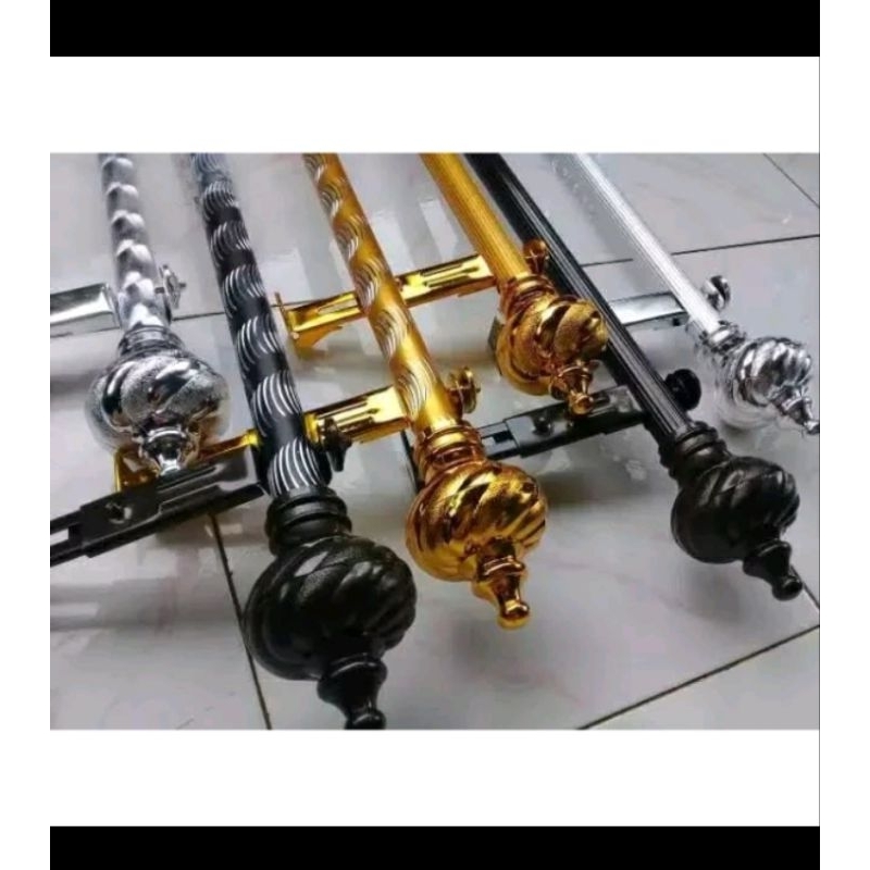 PROMO  Besi gorden/Tihang gorden/Rel gorden/Pipa hordeng/fullset polos dan ukir
