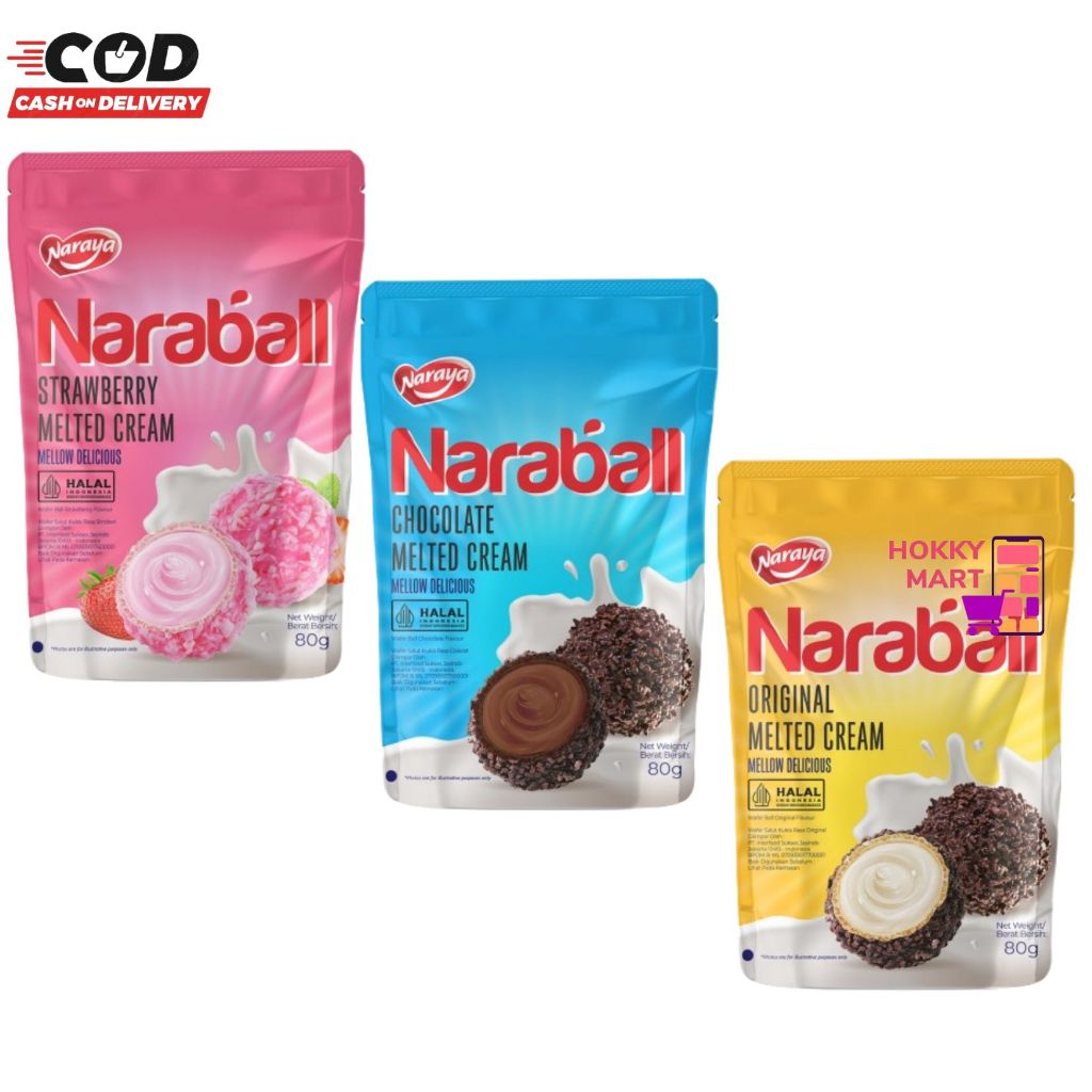 

Navi_Lezatoz [ Hokky ] Naraya Naraball 80Gr Wafer Salut Cookies Ball Melted Halal Chocolate Vanilla