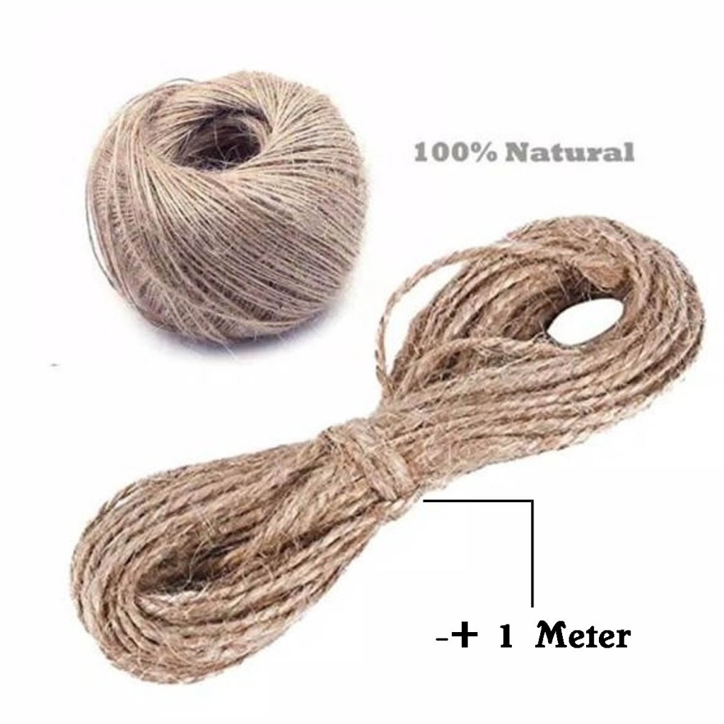

( 1 meter ) Tali Rami / Tali Goni / Tali Rajut / Tali Hangtag coklat 2 ply Tali tambang Tali Rami DIY craft untuk hiasan / ikatan souvenir atau hangtag / Tali Serabut