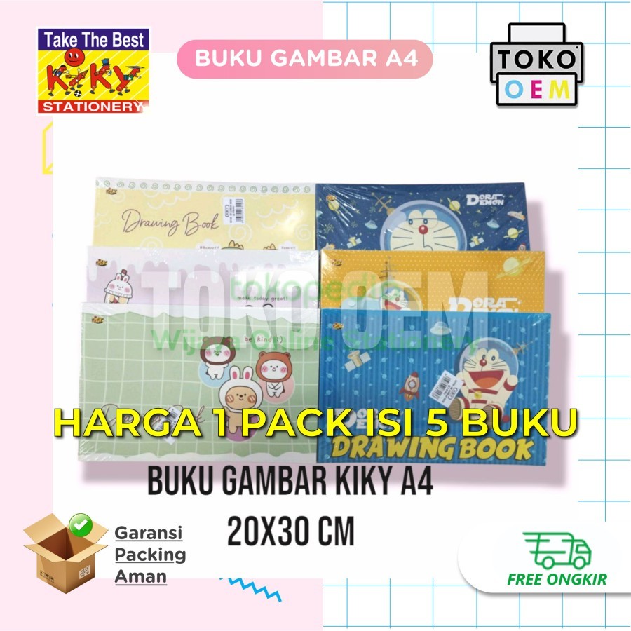 

5 Pcs Buku Gambar KIKY A4 Ukuran 20×30 Cm ( 1 Pack Isi 5 Pcs)