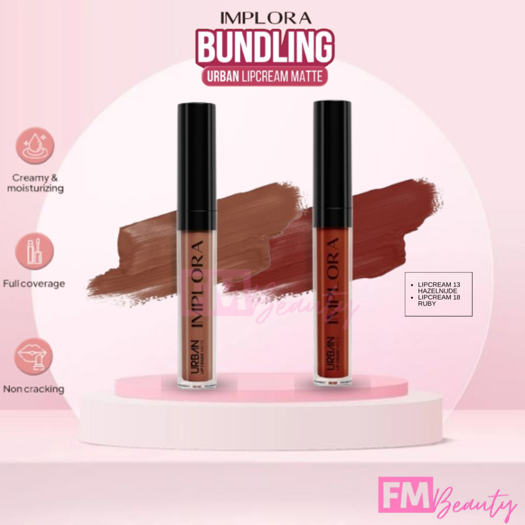 BISA COD Implora 13 Hazelnude + 11 Red Bean Paket 1 Set Ombre Urban Lipcream Matte Implora