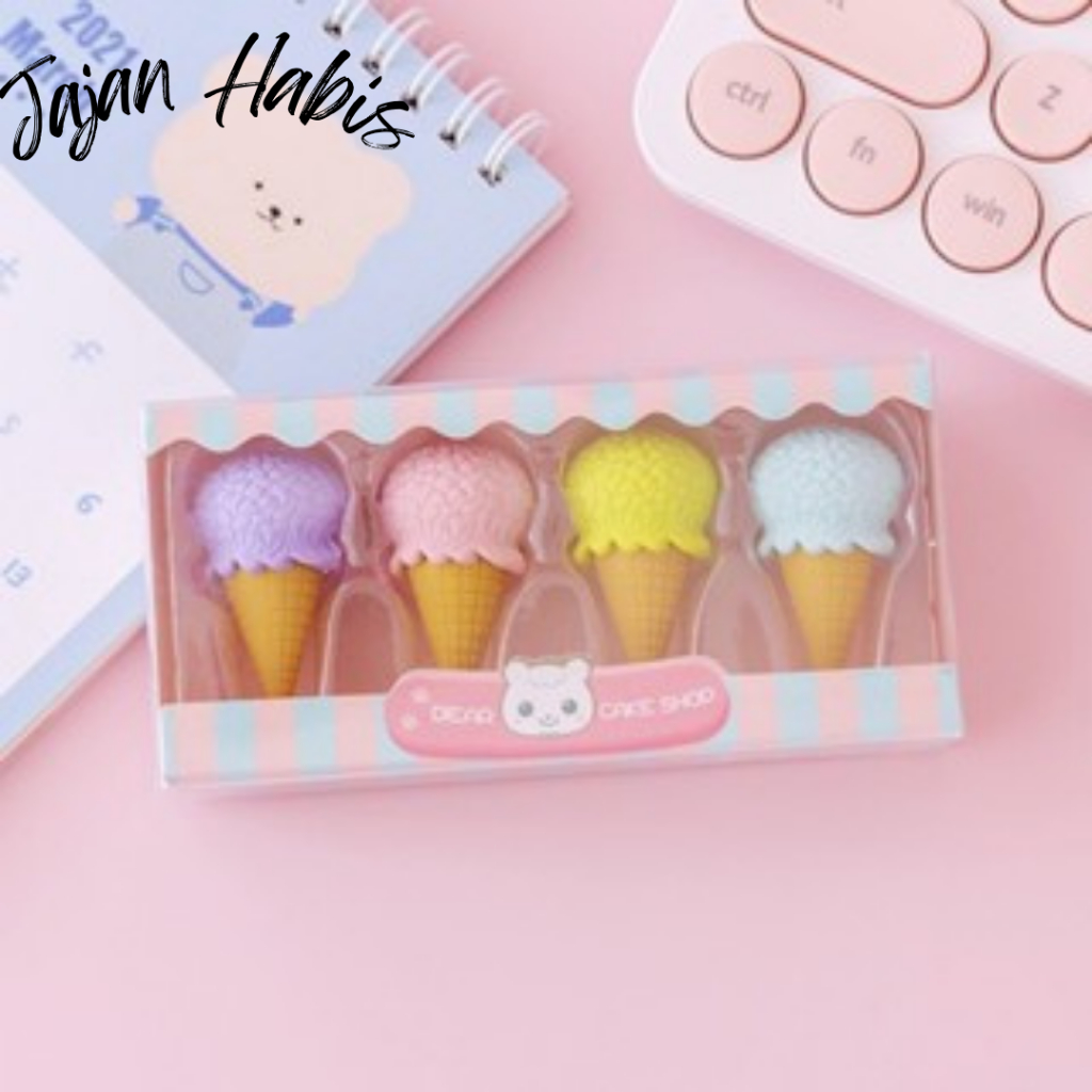 

JABIS penghapus 4 pcs/set penghapus lucu bentuk es krim penghapus lolipop donat penghapus pensil karakter sweet pengahapus anak sekolah karakter penghapus lucu